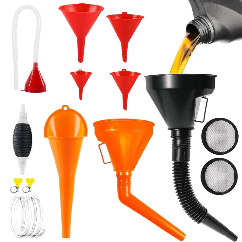 15-Piece Car Plastic Funnel Set Wide-Mouth Fuel And Oil Multi-Purpose Flexible Right-Angle Funnel For Coolant And Oil
