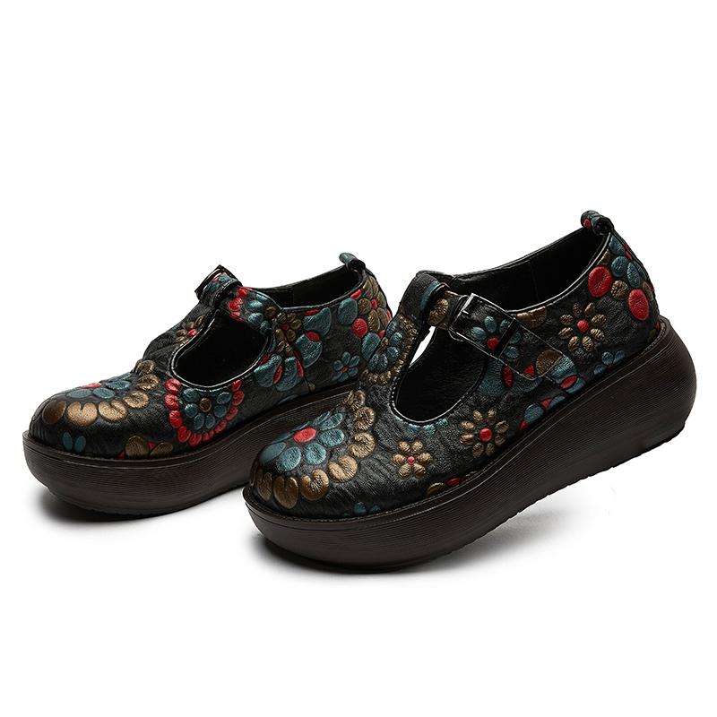 

Мода GKTINOO 2024 Новые туфли-лодочки из натуральной кожи Женская обувь Принт Весна Осень Ретро Ремешок с пряжкой Высокий каблук Женская обувь 9 чёрный