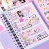 63 pièces/ensemble Livre d'autocollants Kawaii Anime Thème Manga Japonais Livre d'autocollants à spirale Journal intime pour fille Ensemble d'autocollants décoratifs de dessin animé
