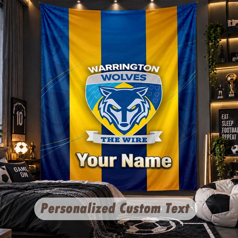 TapestryWarrington Wolves Custom Name Text Personalized Wall Hanging Tapestry Home Wall Decor