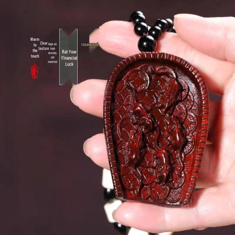 Small-Leaf Red Sandalwood Pendant: Wealth-Attracting Pixiu, Gourd, Dragon, Tortoise Design