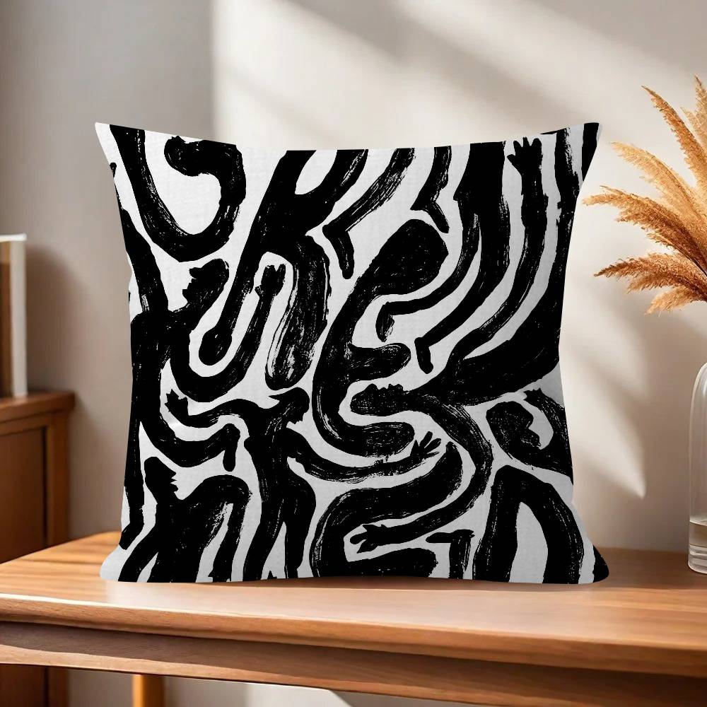 Black and White Abstract1  Pillow Covers Cartoon Sofa Decorative Home Doublesided Printing Short Plush Cute Cushion Cover