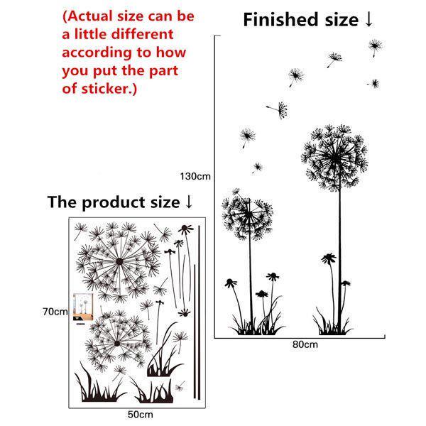 Black Dandelion Sitting Room Living Bedroom Wall Sticker Household Adornment Art
