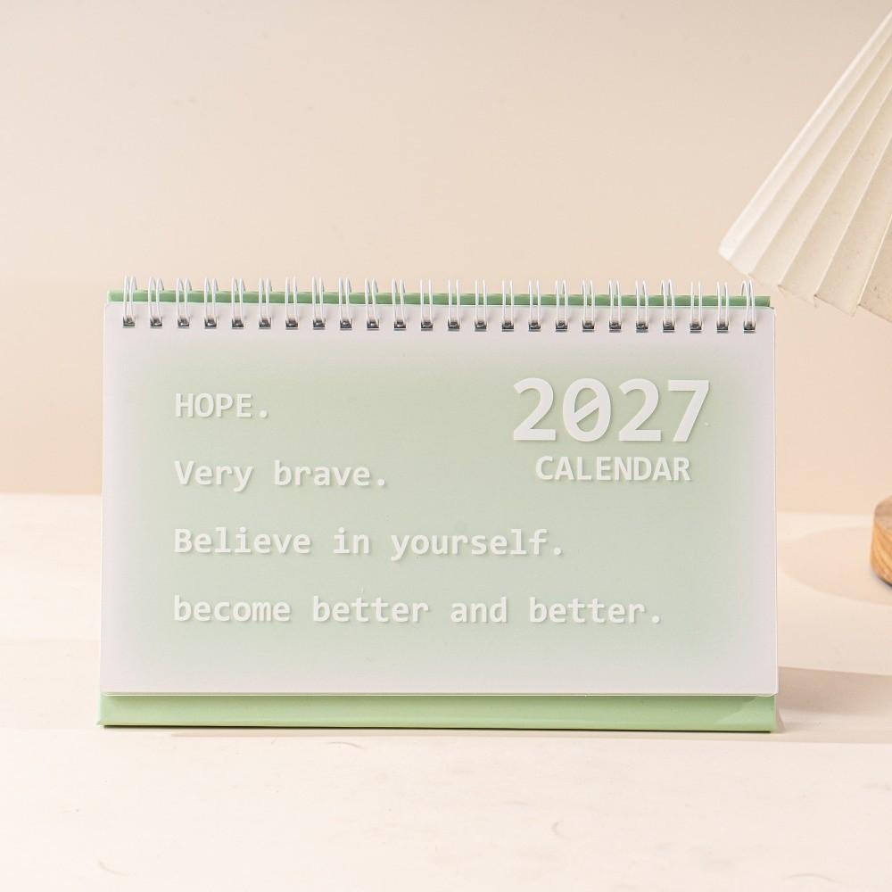 Standing Design 2027 Desktop Calendar Metal Coil Spiral Desk Calendar Home Study