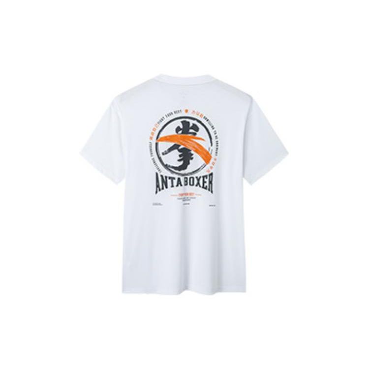 Anta SS22 Geometric Letter Print Crew Neck T-Shirt Men Tops White 152227148-4