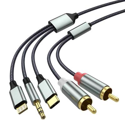 Cable de Audio Multicabezal: Tipo-C, Lightning, Android, 3.5mm, RCA