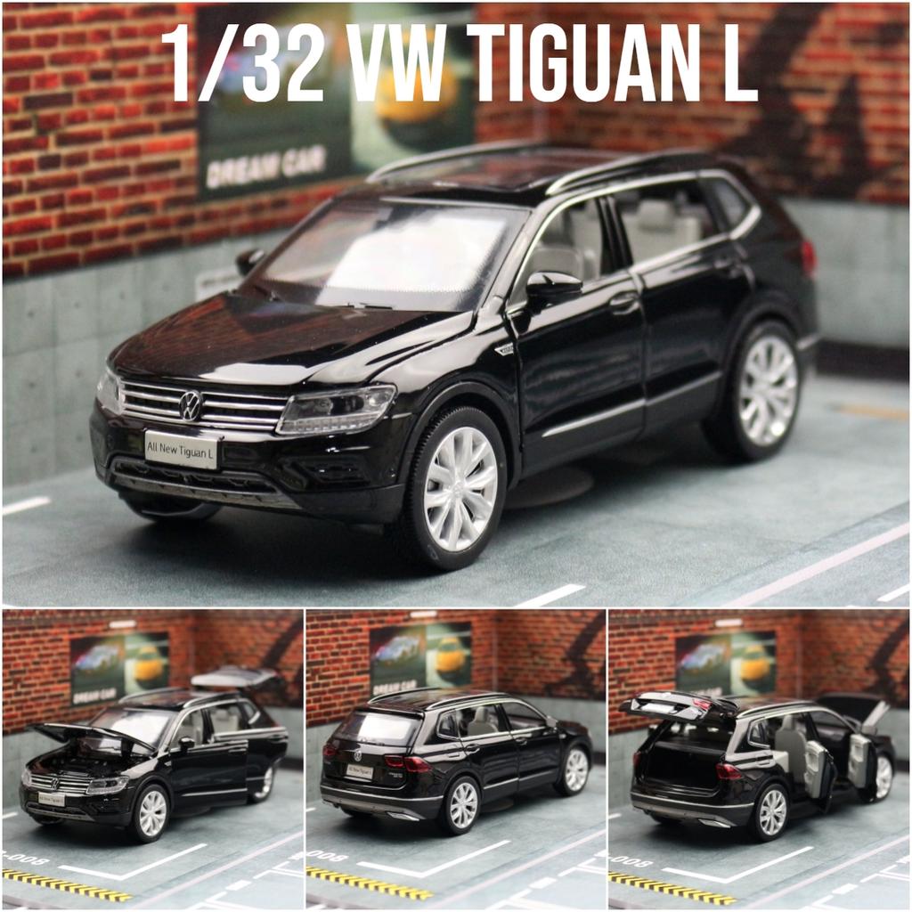 1/32 Volkswagen Tiguan L SUV Toy Car Model Diecast Alloy Miniature Pull Back Sound & Light Collection Gift for Children Boys Kid
