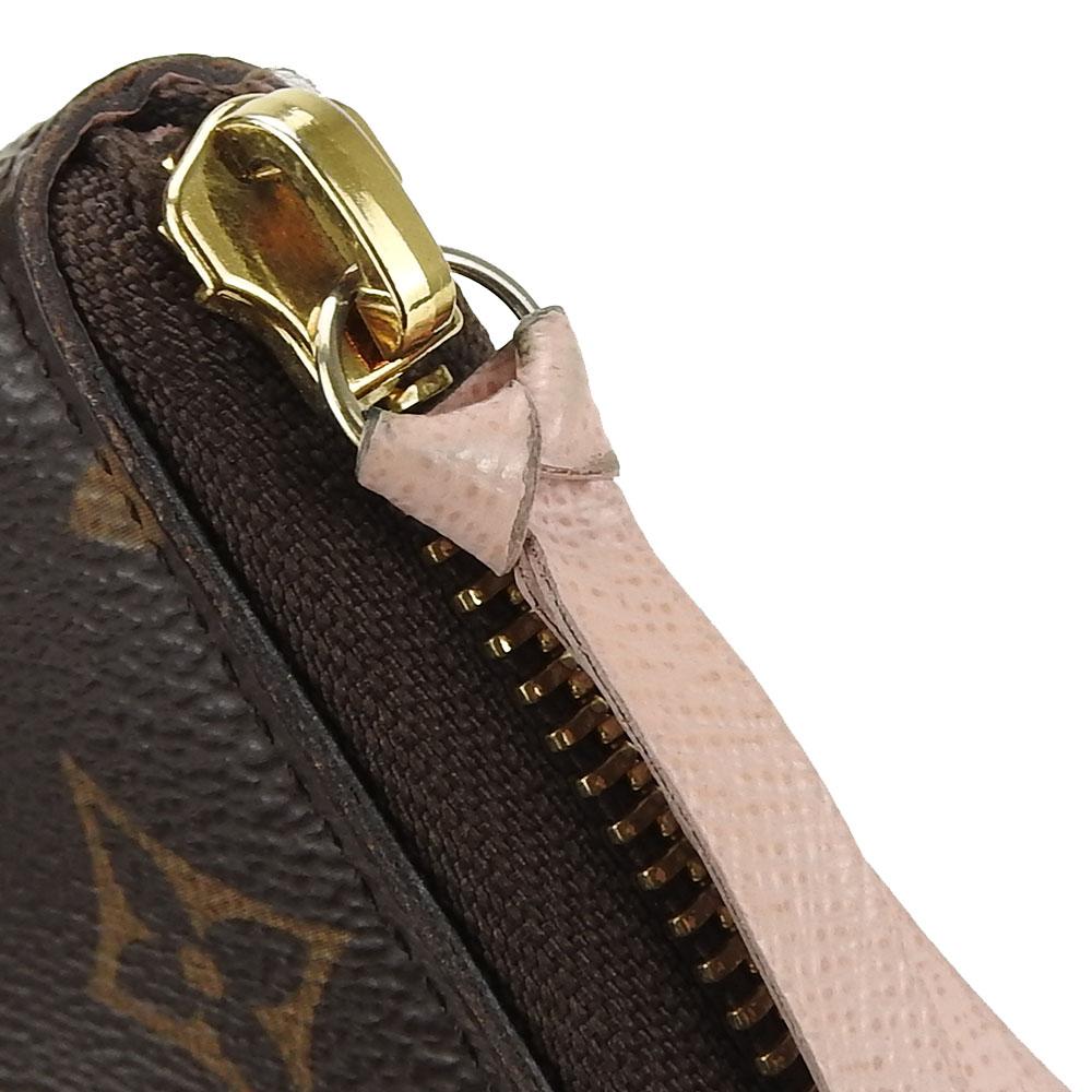 Used LOUIS VUITTON Purse Portefeuille Clemence M61298 Monogram Rose Valerie Brown Zip Around