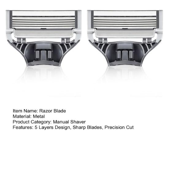 Yousheng 2Pcs Men Razor Blade Refills for Harry's 5 Layers Stainless Steel Manual Shaver Beard Trimmer Blades Cartridges Replacement with Lubricating