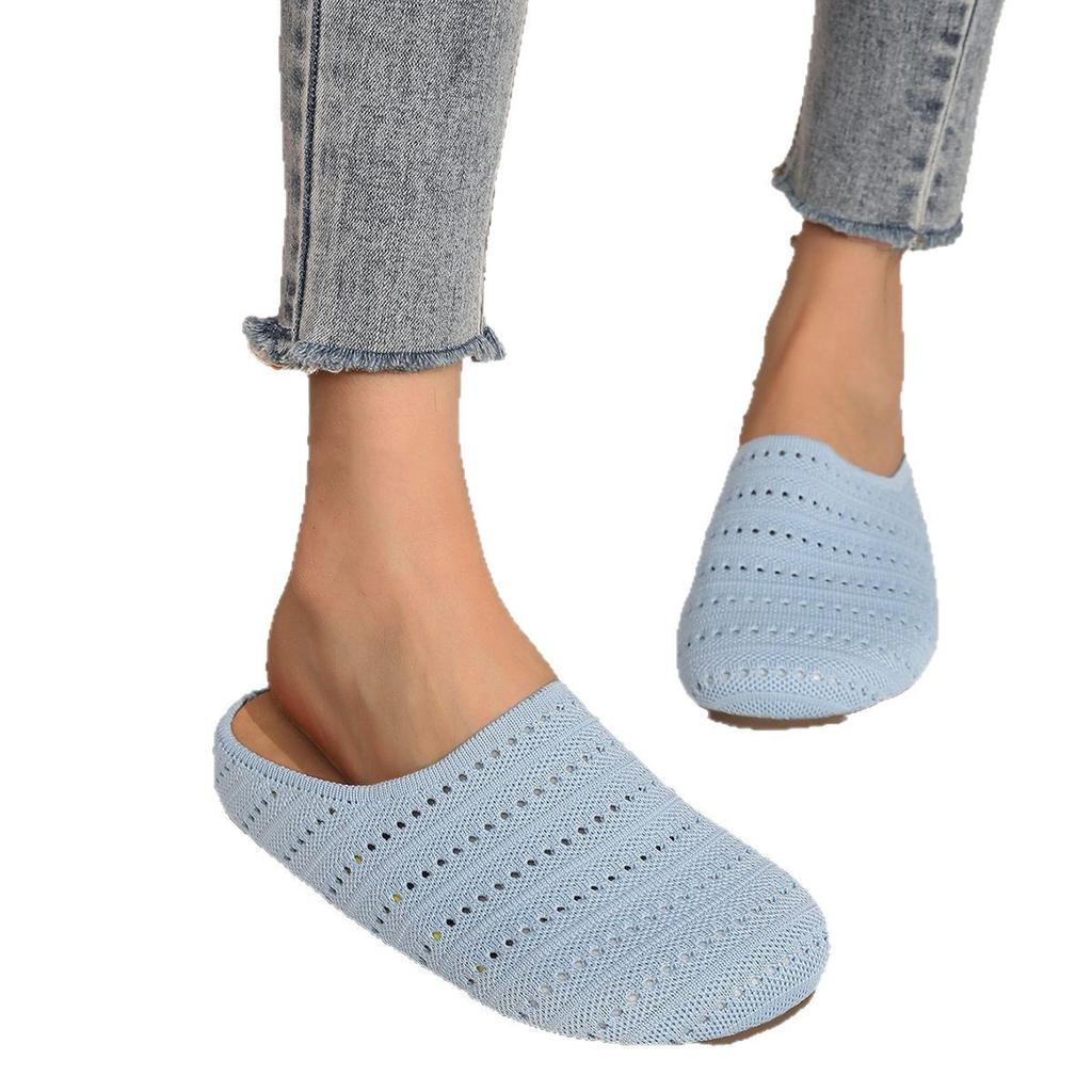 Retro niche woven bag head half slippers women's outer wear summer lazy one pedal comfortable soft sole square head muller shoes