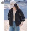 Women's Color-Block Drawstring Hooded Casual Jacket