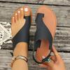 Casual Sandals Women 2025 Summer Fashion Women's Sandals Plus Size Solid Color Round Toe Flat with Outdoor Shoes for Women