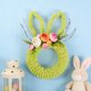 Guirlanda de Coelho da Páscoa para Porta da Frente Envoltório de Lã Guirlanda em Forma de Coelho com Flores Artificiais para Varanda de Primavera Parede Janela Decoração Interna Externa