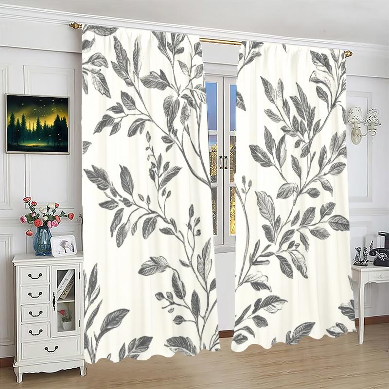 2 pieces of Beautiful flowers and leaves printed curtains   pole bag curtains   29*64 inches   home decoration   room decoration