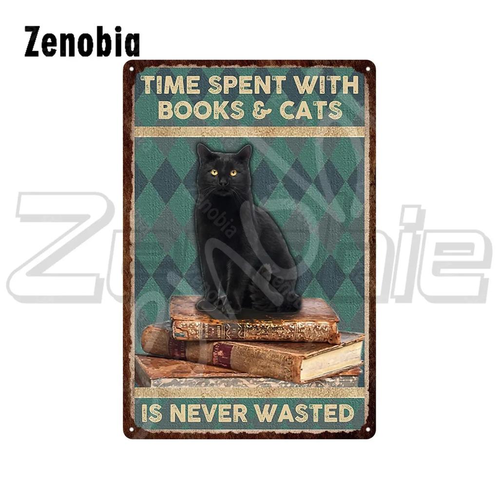 Plaque murale en métal Vintage pour chiens et chats, dessin animé, animaux mignons, signes en étain pour la décoration de la mai