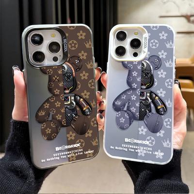 Coque rigide en polycarbonate avec motif ours robot pour iPhone 17 Air 16 15 11 12 14 13 Pro Max XS X XR Plus 8 7 SE 2020 - Protection antichoc