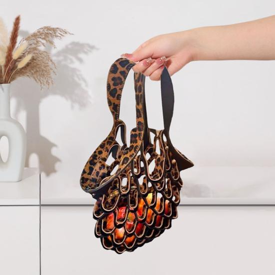 Ručně vyráběná skládací taška tote s vysokou nosností, velkokapacitní, víceúčelová, dutý design, taška na ovoce a zeleninu