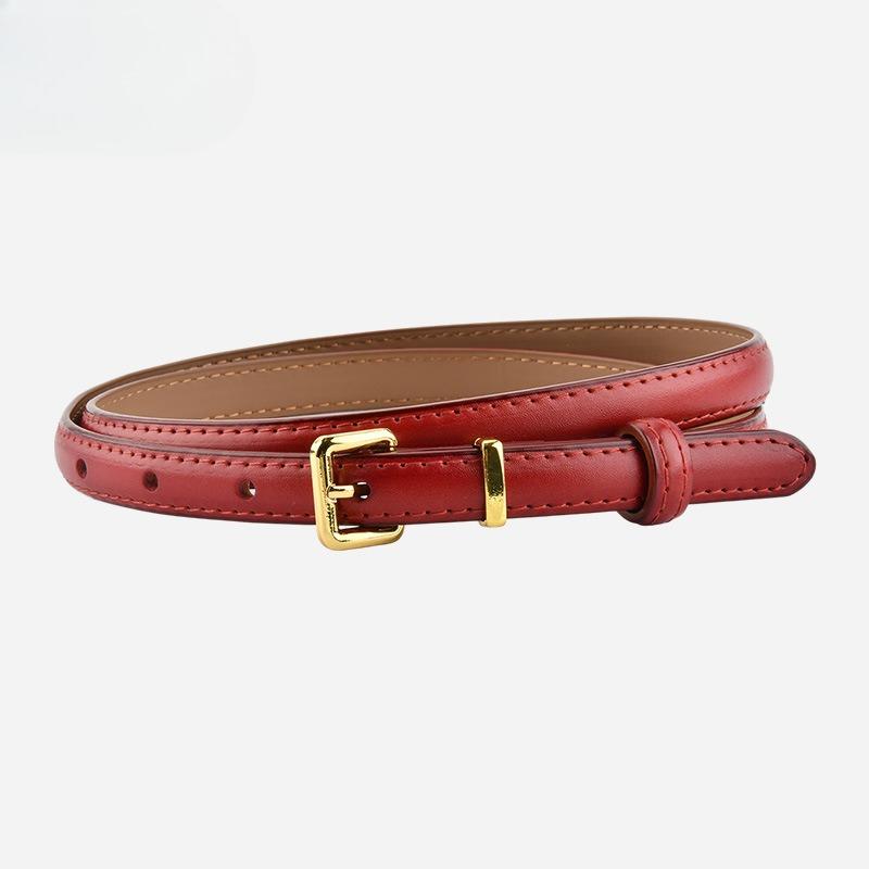Simple Korean Style Genuine Leather Women's Belt Versatile Ins Style Alloy Jeans Decorative Women's Slender Belt