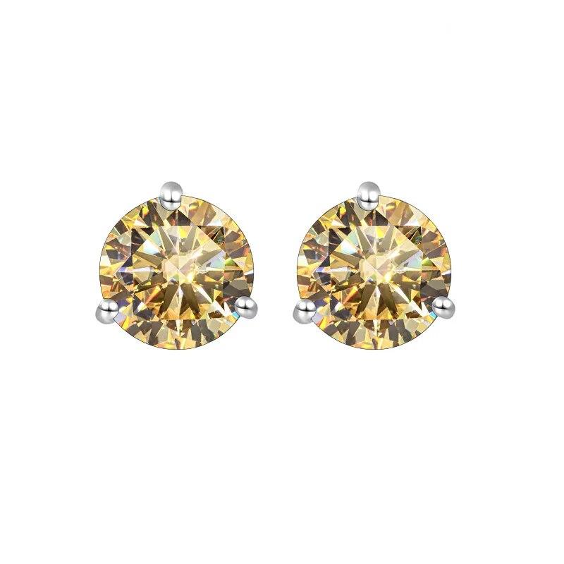 S925 Sterling Silver Round Anniversary Stud Earrings 0.5CT/1CT Trendy Style Moissanite Earrings For Women Couple Gift