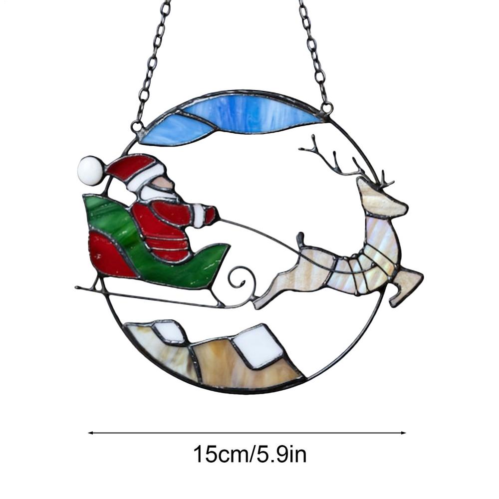 

Sun Catchers Indoor Window Acrylic 2d Flat Ornament Santa In Sleigh Reindeer Christmas Sun Catcher For Home Kitchen Patio синій