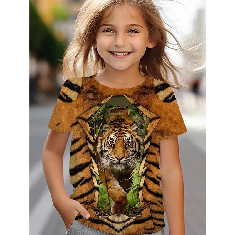 New Funny Animal 3d Print Girls' T-Shirts Party Short Sleeved Tops Tee 2025 Casual T-Shirts