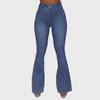 Women's High Waist Flared Denim Trousers - Large Sizes Available