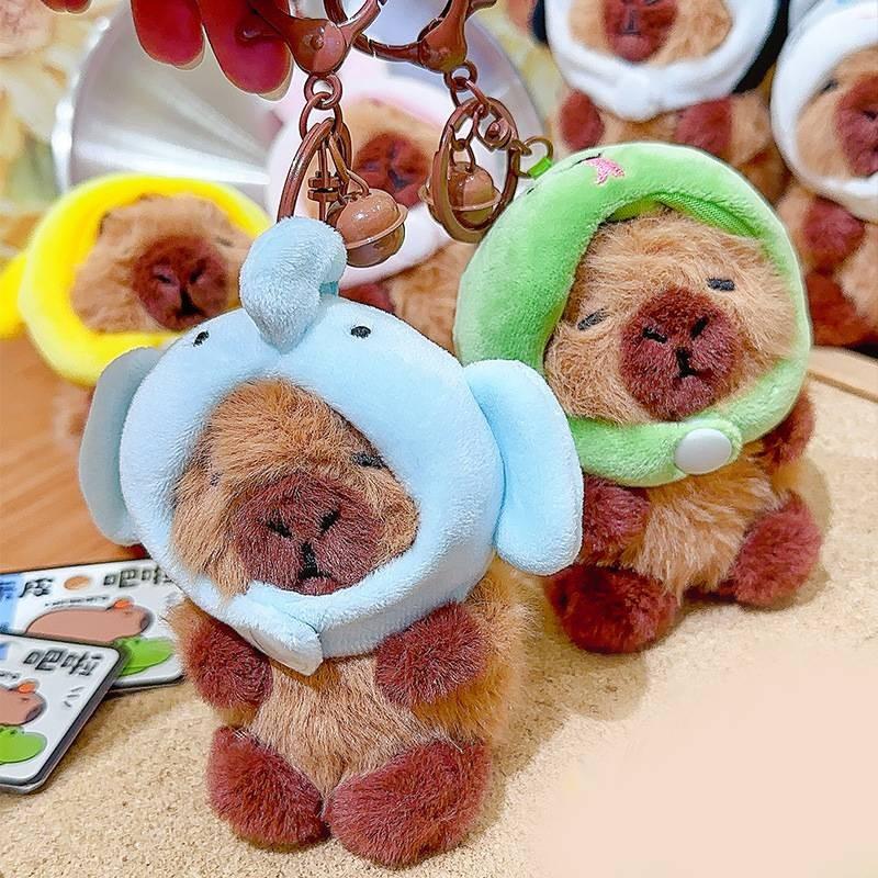 Wearing Rabbit Snake Chicken Cat Penguin Headgear Capybara Plush Keychain Gift