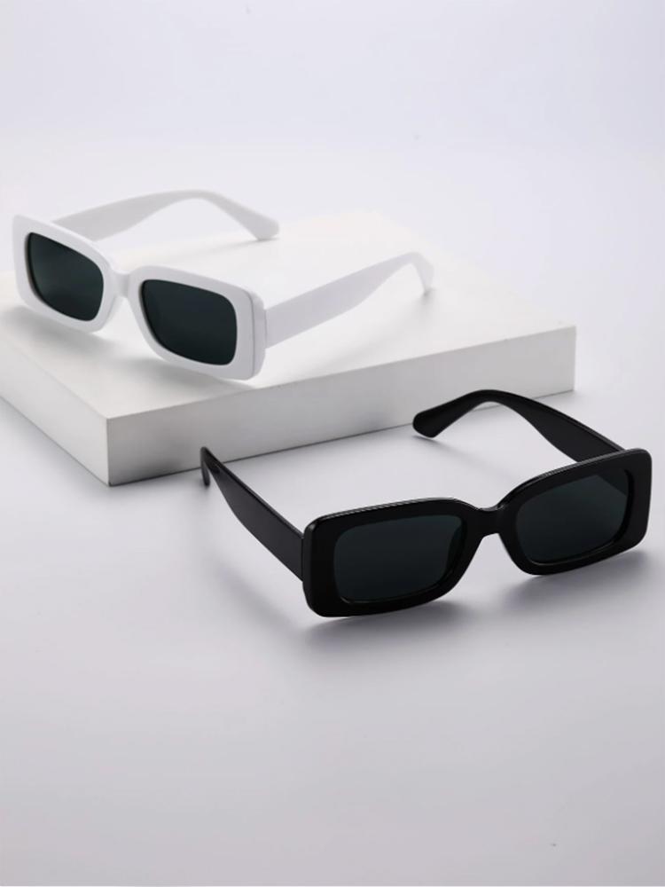 

2Pcs New Retro Small Square Frame Sunglasses, Uv Protection, Slimming Effect, Trendy, Same Style for Men and Women