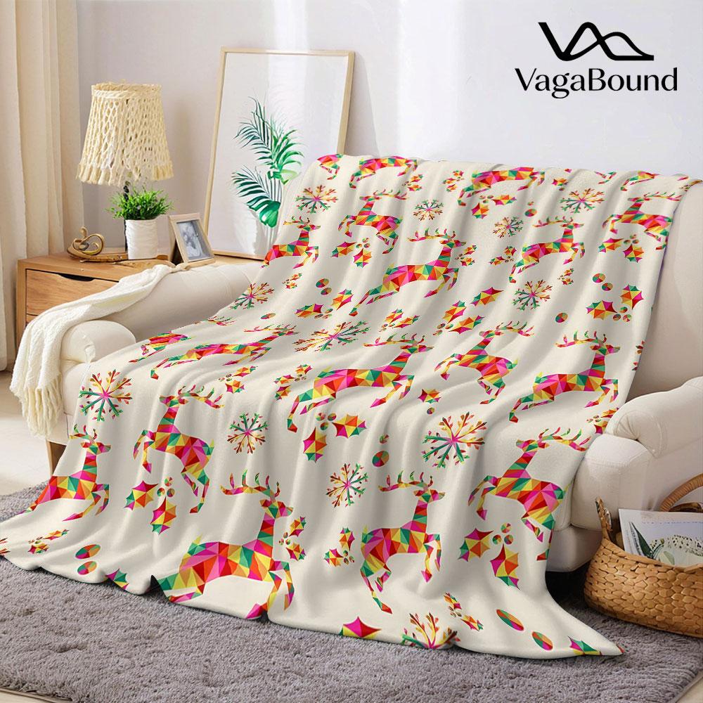 Christmas Reindeer Mixed Flannel Blanket Warm Soft Halloween Christmas Couch Warm Cozy Decorative Decor Gift for All Season