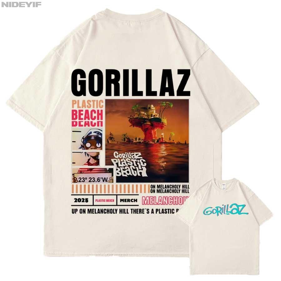 Rock Band Gorillaz Merch T Shirt for Men Women Hiphop Streetwear Oversized Tops 100 Cotton TShirt 12231