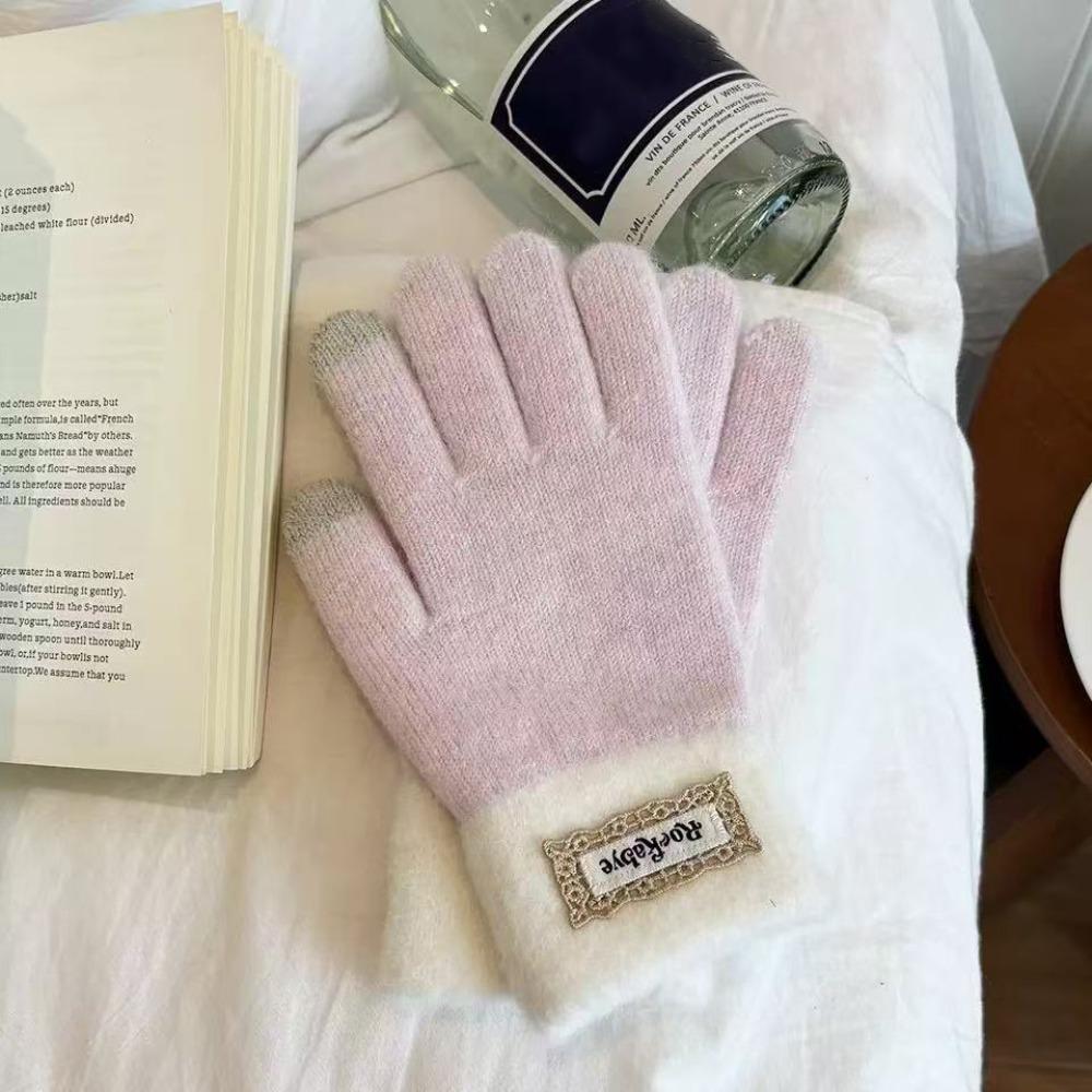 Touch-screen Warm Knitted Gloves Cold-proof Riding Protective Mittens Girls Winter Gloves Gift