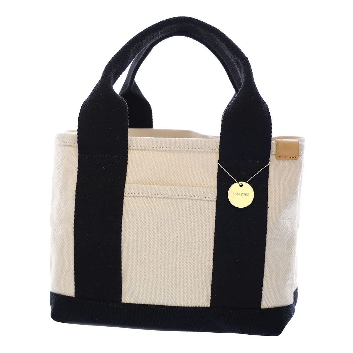 

and Stripe Canvas Divided Mini Tote Natural x Black [Dot Monopia] DS-13959 Women s