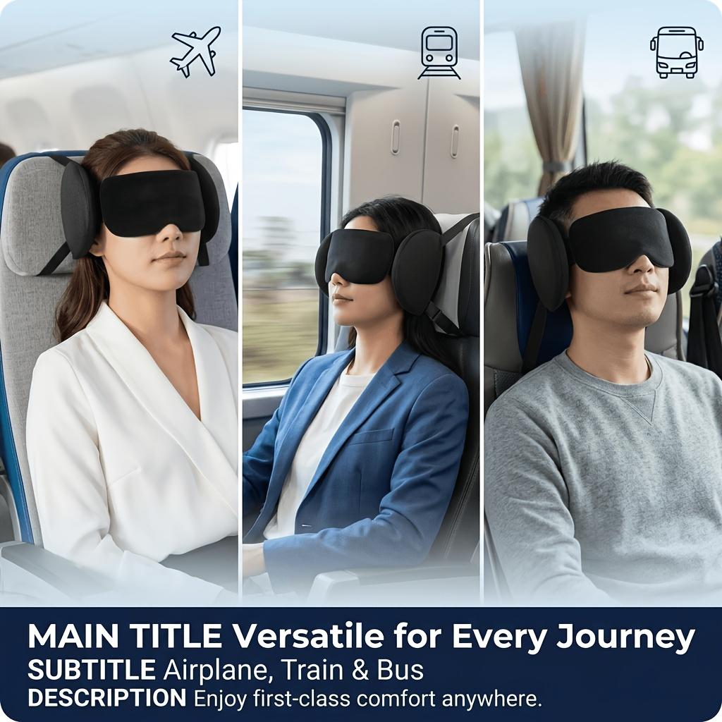 2-in-1 Travel Sleep Kit with Detachable Memory Headrest and Blackout Eye Mask, Breathable Neck Support for Plane, Train and Car