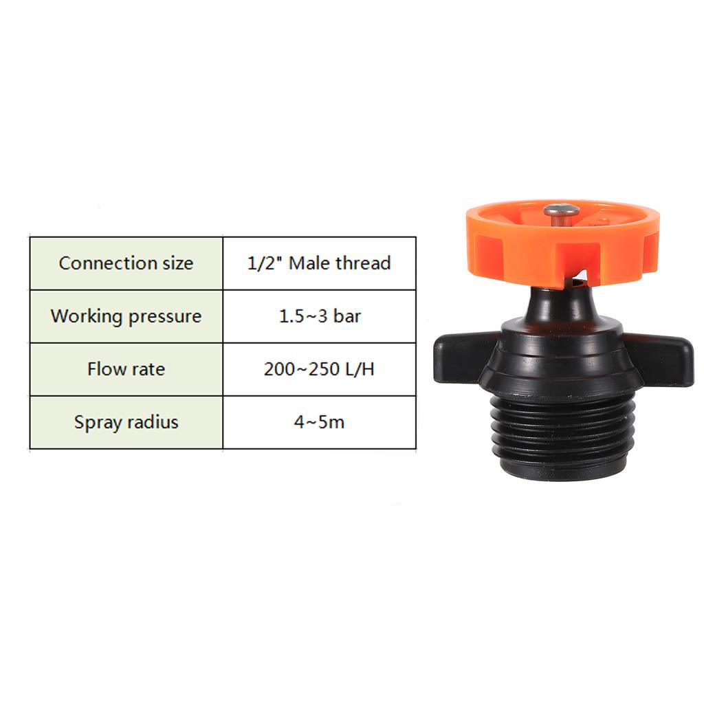 Tuin Grasmaaier Roterende Sproeier 1/2" Buitenschroefdraad Verspreidingsmondstuk 360 Graden Automatisch Roterende Besproeiing Irrigatie Sproeiers