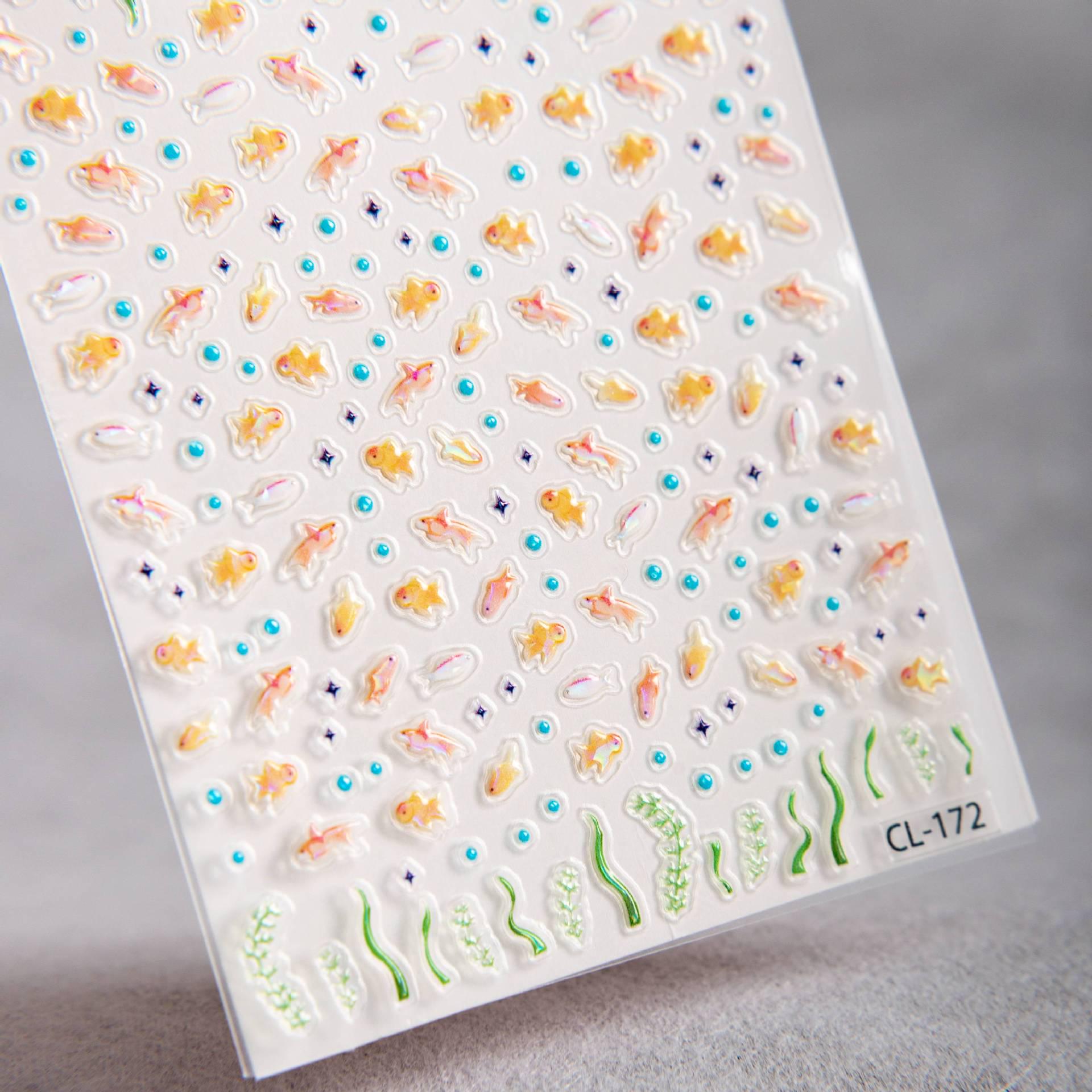 Cyansea Ocean Goldfish Shell Nail & Journal Stickers - DIY Phone Case Art CL-172