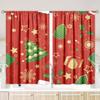 2 pieces of Cartoon Christmas tree star gift printing curtain - polyester material - suitable for bedroom living room study room