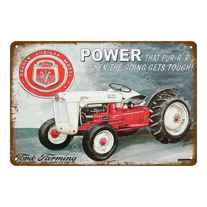 Vintage Farm Tractor Metal Signage Tin Signage Metal Vintage Farmhouse Courtyard Wall Art Decoration Mural Aesthetics Gift
