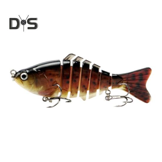 Leurre de pêche multi-articulé avec hameçons, appât artificiel réaliste à 7 sections, bionique, rigide, pour pêche en eau douce et en mer, 10 cm/15,5 g