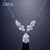 ZAKOL Fashionable Exquisite Water Drop Shape Copper Zircon Women's Necklace Bridal Wedding Versatile Jewelry Accessories