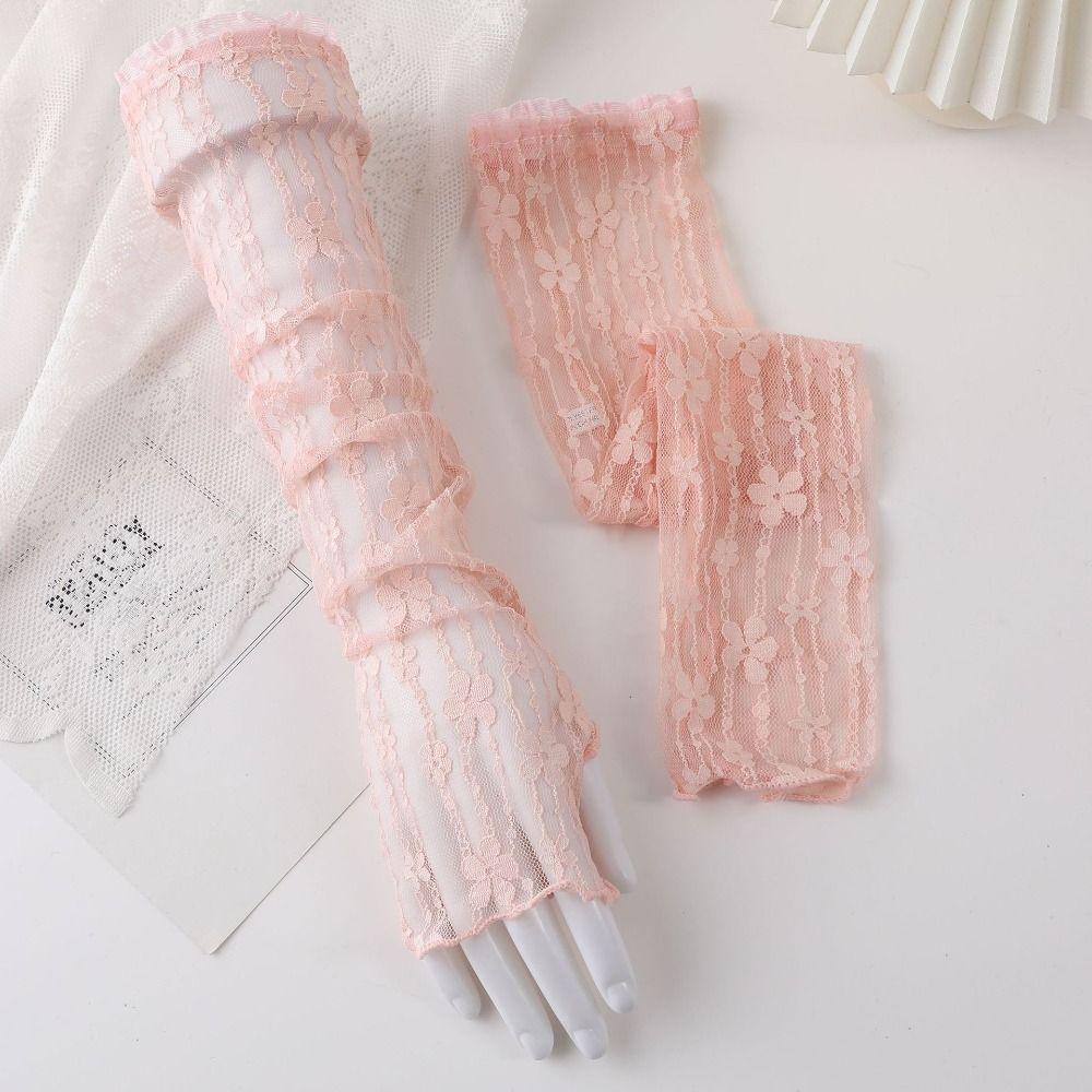 Lace Mesh Sunscreen Sleeves UV Protection Long Gloves Summer Outdoor Driving Gloves Girls