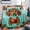 1Pc Dog Patchwork Art Print Flannel Blanket High Quality Warm Comfortable Cover for All Seasons Perfect for Gifts Home Decor