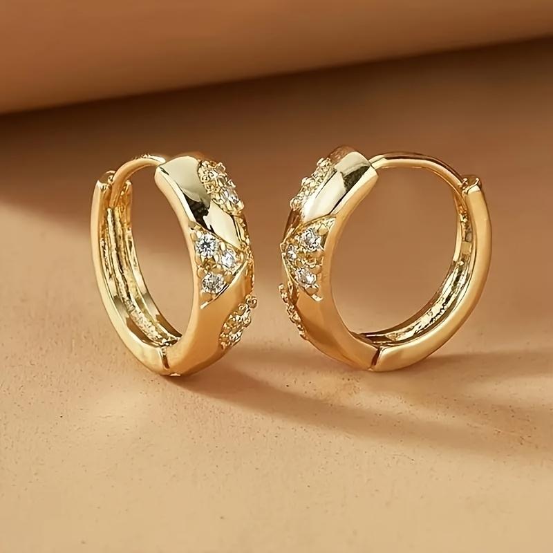 Luxury Gold Color Geometric Hoop Earrings for Women Fashion Zircon Circle Earring Trending Wedding Jewelry