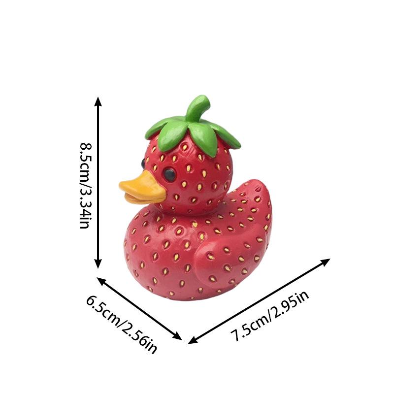 1PC Fun Strawberry Duck,Pineapple Duck Home Decorations,Handmade Resin Decorations,Cute Cartoon Style Fruit Duck Figurine