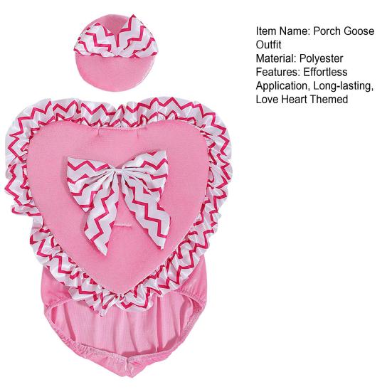 1 Set Valentine's Day Porch Goose Outfit 23 Inch Goose Costume Heart Themed Apparel Set Hat And Ruffle Heart Garment for Yard Porch Lawn Outdoor