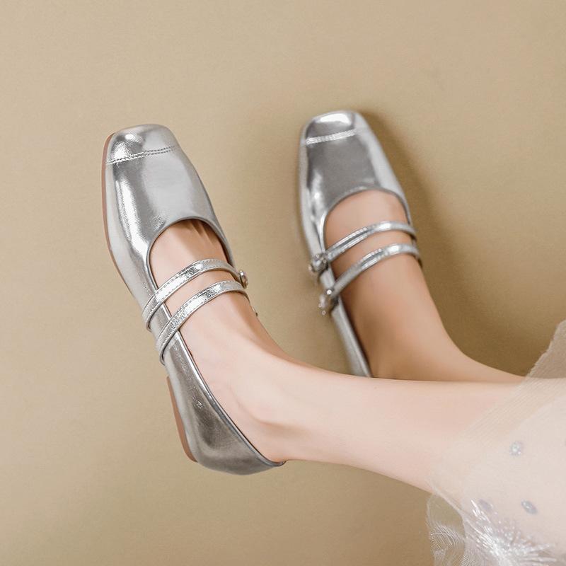 Fashion Double Belt Strap Flats Mary Janes Woman Lolita Shoes Spring Ballets Ladies Shallow Loafers Barefoot Mocasines Femme Bride Shoes