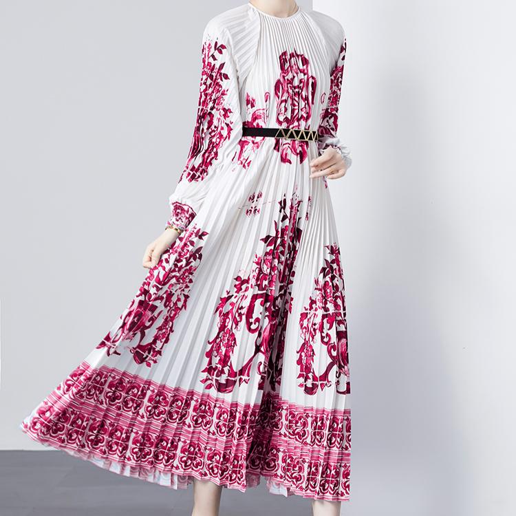 Jesienne damskie sukienki vintage print designerskie na wybiegu plus size oversized długie maxi sukienki na imprezę świąteczną