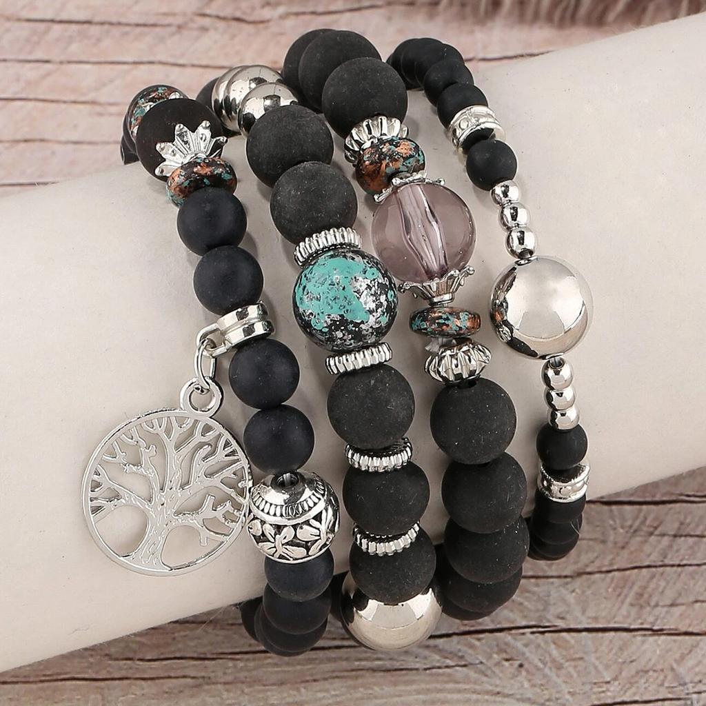 4 stuks Boheemse Levensboom Dames Kralen Meerlaagse Armbanden Vakantiecollectie Accessoires
