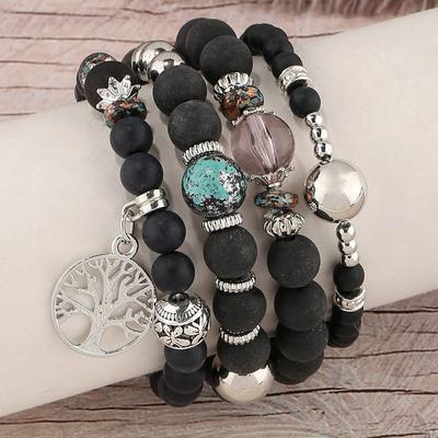 4pcs Bohemian Life Tree Women's Beaded Multi Layered Bracelets Holiday Collection Accessories