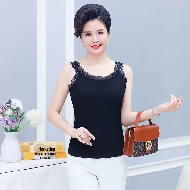 

Тонкая кружевная ребристая майка - 2024 Безрукавная сексуальная летняя майка-топ XXXXL [recommended for 79-90kg] чёрный