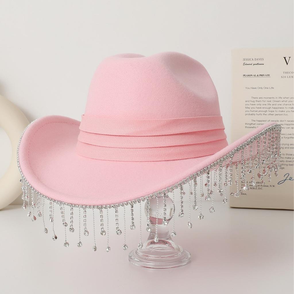 New Dragon and Phoenix Rhinestone Fringed Cowboy Hat Carnival Party Western Jazz Cowboy Hat Top Hat Bullfighting Hat